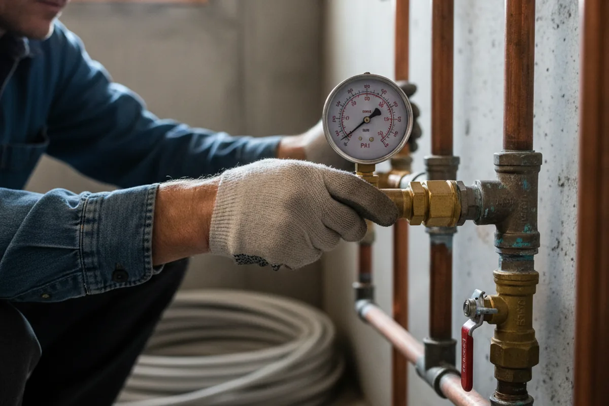 Pressure testing a repaired line during Water Line Repair in Post